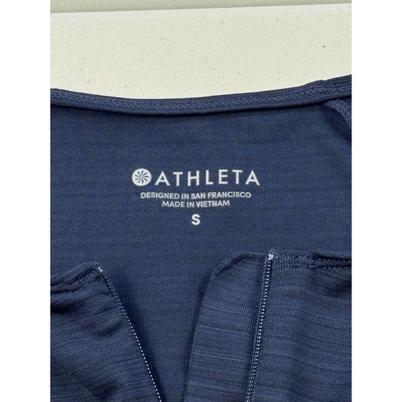 Athleta Momentum Long Sleeve Top Half Zip Ruched Running Navy Blue S - Picture 6 of 8